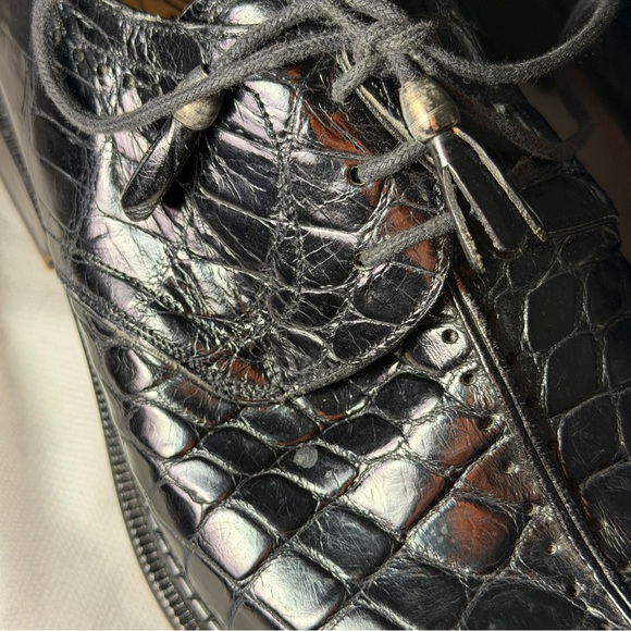 Mezlan Platinum Exotic Black Dandy Genuine Alligator Oxford Men’s Dress Size 8 M